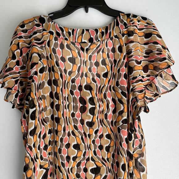 Apostrophe Women Beaded Scoop Neck Ruffle Sleeves Blouse Multi-Color 16W-18W - Picture 6 of 9